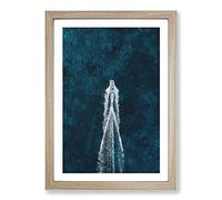 Big Box Art Powered Boat in Sweden Painting Framed Wall Art Picture Print Ready to Hang, Oak A2 (62 x 45 cm)