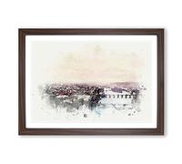 Big Box Art Prague Czech Republic Skyline in Abstract Framed Wall Art Picture Print Ready to Hang, Walnut A2 (62 x 45 cm)