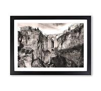 Big Box Art Puente Nuevo Bridge in Spain Painting Framed Wall Art Picture Print Ready to Hang, Black A2 (62 x 45 cm)