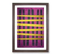 Big Box Art Purple Gold Abstract Lines Framed Wall Art Picture Print Ready to Hang, Walnut A2 (62 x 45 cm)
