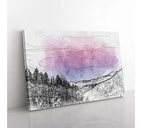 Big Box Art Purple Sky Over The Mountains in Abstract Canvas Wall Art Print Ready to Hang Picture, 76 x 50 cm (30 x 20 Inch), Grey, Lavender, Grey, Black