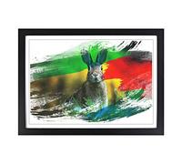 Big Box Art Rabbit Hare in a Meadow V2 Framed Wall Art Picture Print Ready to Hang, Black A2 (62 x 45 cm)