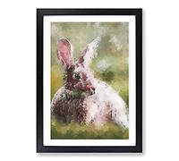 Big Box Art Rabbit in a Green Field in Abstract Framed Wall Art Picture Print Ready to Hang, Black A2 (62 x 45 cm)
