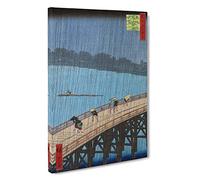 Big Box Art Rain Over The Bridge by Utagawa Hiroshige Painting Canvas Wall Art Framed Picture Print, 30 x 20 Inch (76 x 50 cm), Blue, Grey, Black, Brown, Red