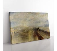 Big Box Art Rain, Steam and Speed by Joseph Mallord William Turner Canvas Wall Art Print Ready to Hang Picture, 76 x 50 cm (30 x 20 Inch), Grey, Green, Cream