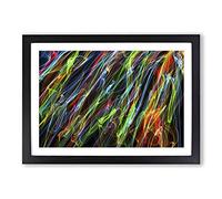 Big Box Art Rainbow Coloured Abstract Smoke and Flames (6) Framed Wall Art Picture Print Ready to Hang, Black A2 (62 x 45 cm)