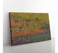 Big Box Art Rapeseed Field by Kuroda Seiki Painting Canvas Wall Art Print Ready to Hang Picture, 76 x 50 cm (30 x 20 Inch), Green, Cream, Brown, Green, Cream