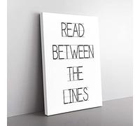 Big Box Art Read Between The Lines Typography Canvas Wall Art Print Ready to Hang Picture, 76 x 50 cm (30 x 20 Inch), White, Grey, Black