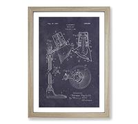 Big Box Art Reading Lamp Patent Dark Framed Wall Art Picture Print Ready to Hang, Oak A2 (62 x 45 cm)