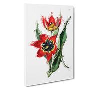Big Box Art Red & Black Tulip Flowers Canvas Wall Art Framed Picture Print, 30 x 20 Inch (76 x 50 cm), White, Green, Red, Orange