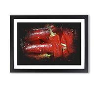 Big Box Art Red Chilli Peppers Paint Splash Framed Wall Art Picture Print Ready to Hang, Black A2 (62 x 45 cm)