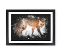 Big Box Art Red Fox in The Winter Paint Splash Framed Wall Art Picture Print Ready to Hang, Black A2 (62 x 45 cm)