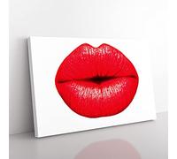 Big Box Art Red Lips Kiss Canvas Wall Art Print Ready to Hang Picture, 76 x 50 cm (30 x 20 Inch), Multi-Coloured
