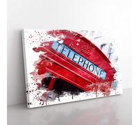 Big Box Art Red London Telephone Box (10) V3 Canvas Wall Art Print Ready to Hang Picture, 76 x 50 cm (30 x 20 Inch), Multi-Coloured
