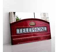 Big Box Art Red London Telephone Box (3) Canvas Wall Art Print Ready to Hang Picture, 76 x 50 cm (30 x 20 Inch), Multi-Coloured