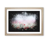 Big Box Art Red Poppy Field in Italy Paint Splash Framed Wall Art Picture Print Ready to Hang, Oak A2 (62 x 45 cm)