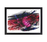 Big Box Art Red Purple Flower V2 Framed Wall Art Picture Print Ready to Hang, Black A2 (62 x 45 cm)