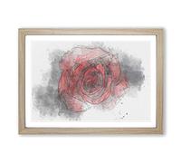 Big Box Art Red Rose in The Shadows in Abstract Framed Wall Art Picture Print Ready to Hang, Oak A2 (62 x 45 cm)