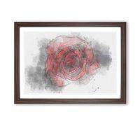 Big Box Art Red Rose in The Shadows in Abstract Framed Wall Art Picture Print Ready to Hang, Walnut A2 (62 x 45 cm)