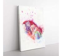 Big Box Art Red Scarlet Macaw Parrot in Abstract Canvas Wall Art Print Ready to Hang Picture, 76 x 50 cm (30 x 20 Inch), White, Pink, Mauve, Lavender
