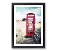 Big Box Art Red Telephone Box in Abstract Framed Wall Art Picture Print Ready to Hang, Black A2 (62 x 45 cm)