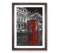 Big Box Art Red Telephone Box Painting Framed Wall Art Picture Print Ready to Hang, Walnut A2 (62 x 45 cm)