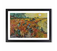 Big Box Art Red Vineyard at Arles by Vincent Van Gogh Framed Wall Art Picture Print Ready to Hang, Black A2 (62 x 45 cm)