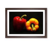 Big Box Art Red & Yellow Bell Pepper Framed Wall Art Picture Print Ready to Hang, Walnut A2 (62 x 45 cm)