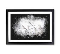 Big Box Art Reeds Blowing in The Wind Paint Splash Framed Wall Art Picture Print Ready to Hang, Black A2 (62 x 45 cm)