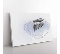 Big Box Art Reflection of a Boat in Abstract Canvas Wall Art Print Ready to Hang Picture, 76 x 50 cm (30 x 20 Inch), White, Grey