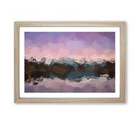 Big Box Art Reflection of The Mountains in Abstract Framed Wall Art Picture Print Ready to Hang, Oak A2 (62 x 45 cm)