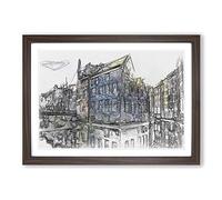 Big Box Art Reflections of Amsterdam in Abstract Framed Wall Art Picture Print Ready to Hang, Walnut A2 (62 x 45 cm)