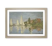 Big Box Art Regattas at Argenteuil by Claude Monet Framed Wall Art Picture Print Ready to Hang, Oak A2 (62 x 45 cm)