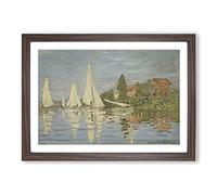 Big Box Art Regattas at Argenteuil by Claude Monet Framed Wall Art Picture Print Ready to Hang, Walnut A2 (62 x 45 cm)