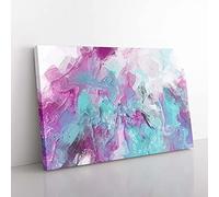 Big Box Art Remember The Past in Abstract Canvas Wall Art Print Ready to Hang Picture, 76 x 50 cm (30 x 20 Inch), White, Blue, Lavender, Purple, Pink