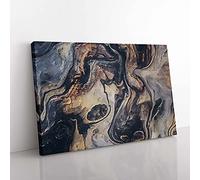 Big Box Art Remembering Yesterday in Abstract Canvas Wall Art Print Ready to Hang Picture, 76 x 50 cm (30 x 20 Inch), Blue, Grey, Black, Grey, Brown