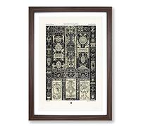 Big Box Art Renaissance Period Pattern by Albert Racinet Framed Wall Art Picture Print Ready to Hang, Walnut A2 (62 x 45 cm)