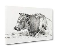 Big Box Art Resting Cow by Jean Bernard Canvas Wall Art Framed Picture Print, 30 x 20 Inch (76 x 50 cm), White, Grey, Black