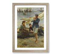 Big Box Art Returning by Henry Scott Tuke Framed Wall Art Picture Print Ready to Hang, Oak A2 (62 x 45 cm)