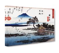 Big Box Art Returning Geese at Katata by Utagawa Hiroshige Painting Canvas Wall Art Framed Picture Print, 30 x 20 Inch (76 x 50 cm), White, Black, Grey, Turquoise, Red