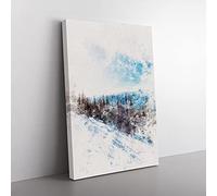 Big Box Art Revelstoke Mountain in Canada Watercolour Canvas Wall Art Print Ready to Hang Picture, 76 x 50 cm (30 x 20 Inch), White, Blue, Black, Blue, Grey