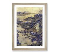 Big Box Art River Landscape by Dong Yuan Framed Wall Art Picture Print Ready to Hang, Oak A2 (62 x 45 cm)