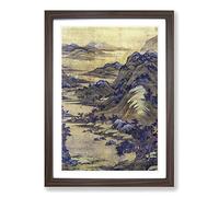 Big Box Art River Landscape by Dong Yuan Framed Wall Art Picture Print Ready to Hang, Walnut A2 (62 x 45 cm)