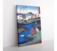 Big Box Art River View Vol.4 by Utagawa Hiroshige Painting Canvas Wall Art Print Ready to Hang Picture, 76 x 50 cm (30 x 20 Inch), Grey, Brown, Blue, White, Red