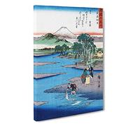 Big Box Art River View Vol.5 by Utagawa Hiroshige Painting Canvas Wall Art Framed Picture Print, 30 x 20 Inch (76 x 50 cm), Grey, Blue, White, Blue, Red