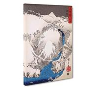Big Box Art River Waterfall by Utagawa Hiroshige Painting Canvas Wall Art Framed Picture Print, 30 x 20 Inch (76 x 50 cm), Pink, Grey, Brown, Blue, Red