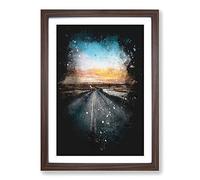 Big Box Art Road Through Iceland Paint Splash Framed Wall Art Picture Print Ready to Hang, Walnut A2 (62 x 45 cm)