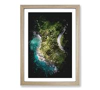 Big Box Art Road Through Thailand Paint Splash Framed Wall Art Picture Print Ready to Hang, Oak A2 (62 x 45 cm)