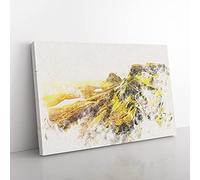 Big Box Art Road Through The Isle of Skye in Scotland Watercolour Canvas Wall Art Print Ready to Hang Picture, 76 x 50 cm (30 x 20 Inch), White, Yellow, Olive, Green, Yellow
