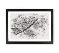 Big Box Art Road Through The Winter Forest Watercolour Framed Wall Art Picture Print Ready to Hang, Black A2 (62 x 45 cm)